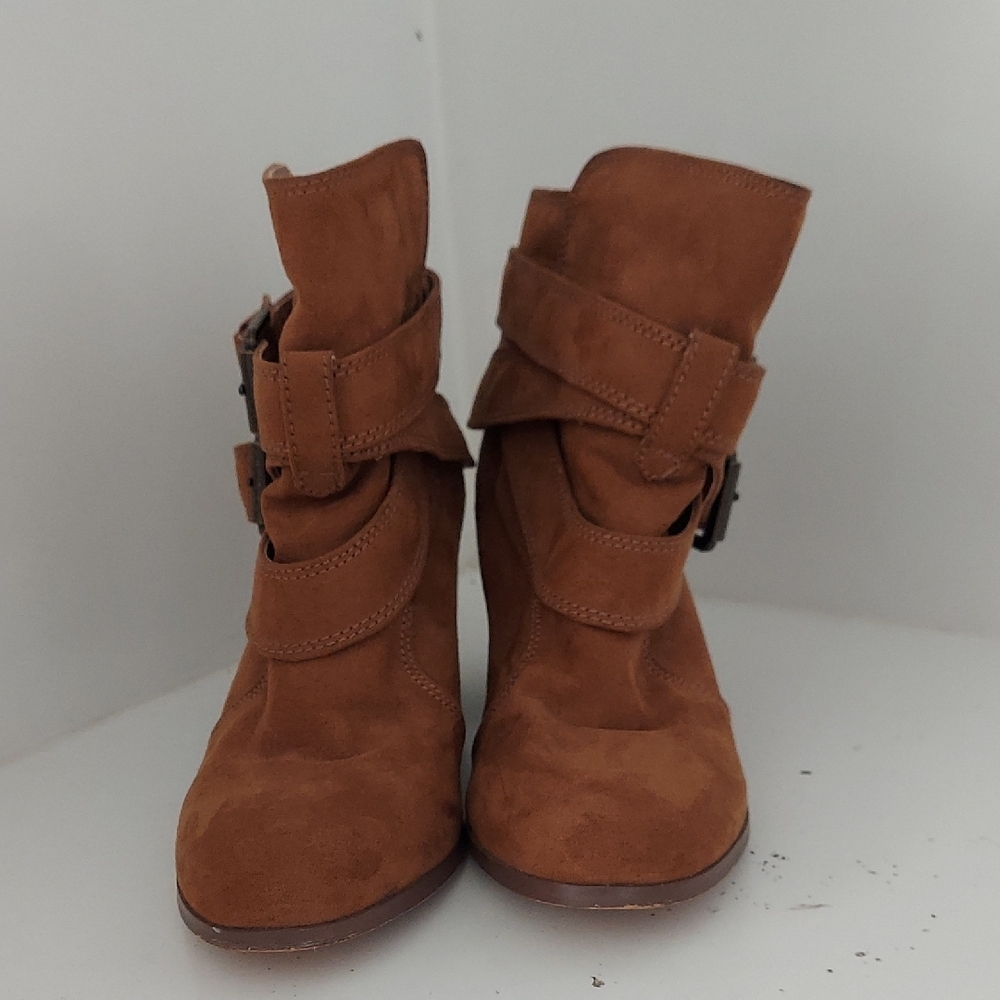 American Eagle Brown Ankle Booties with Buckle Straps